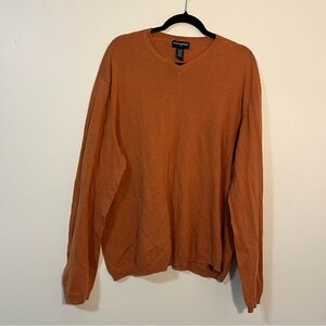 BANANA REPUBLIC Mens Size XXL Orange V Neck Pullover Sweater Linen cotton blend